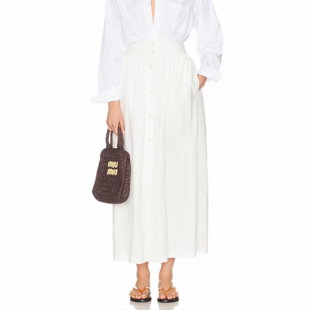 Posse White A-Line Button-Front Maxi Skirt